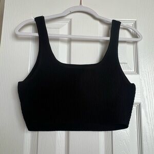Aritzia Babaton Black Ribbed Crop Top